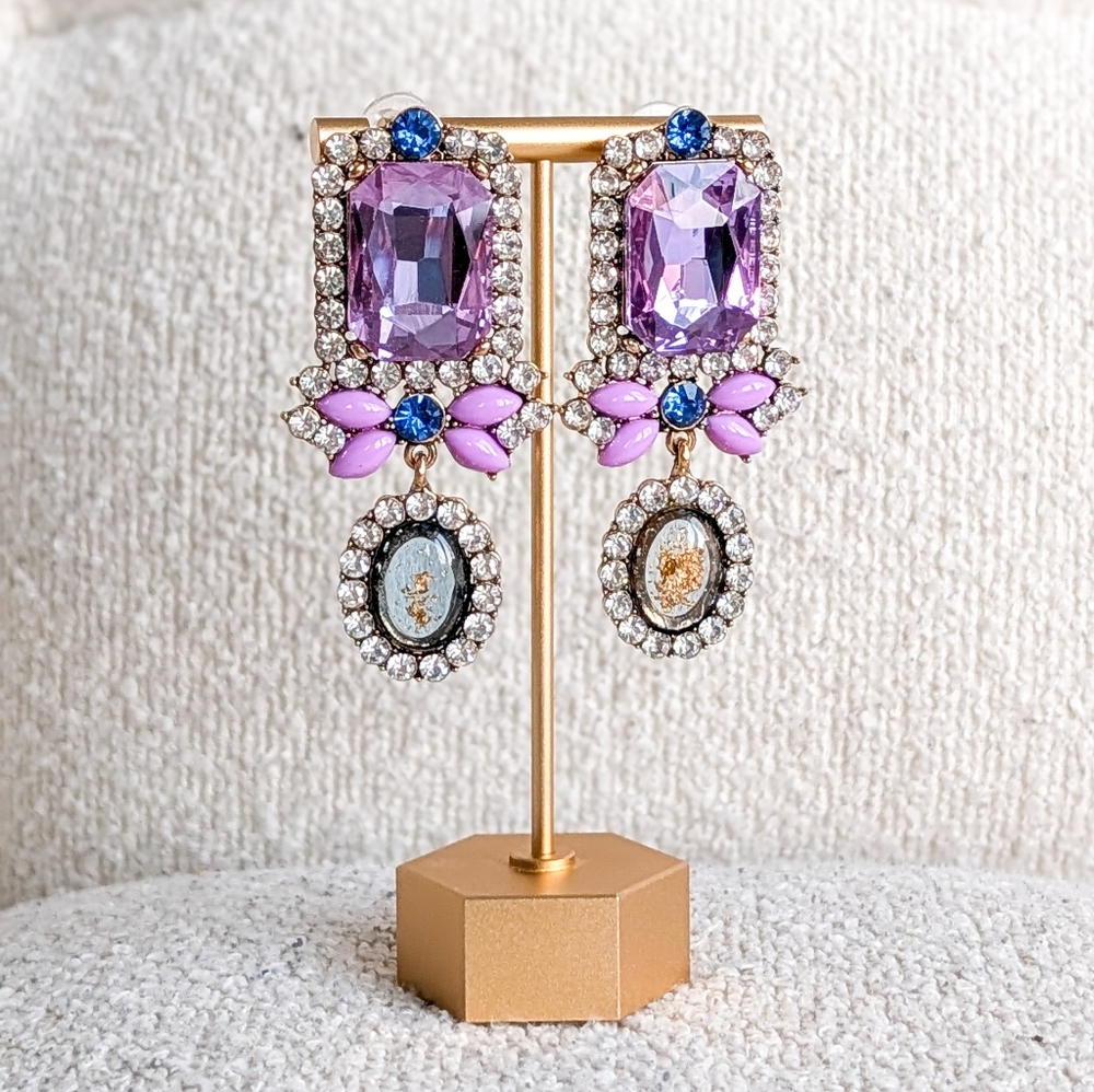 Amethyst Aura | Fashion Dangle Statement Earrings - Picture 4 of 5